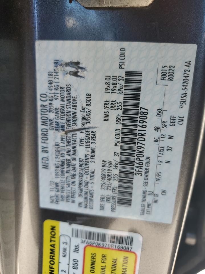 2013 Ford Fusion Titanium VIN: 3FA6P0K97DR169087 Lot: 86313085