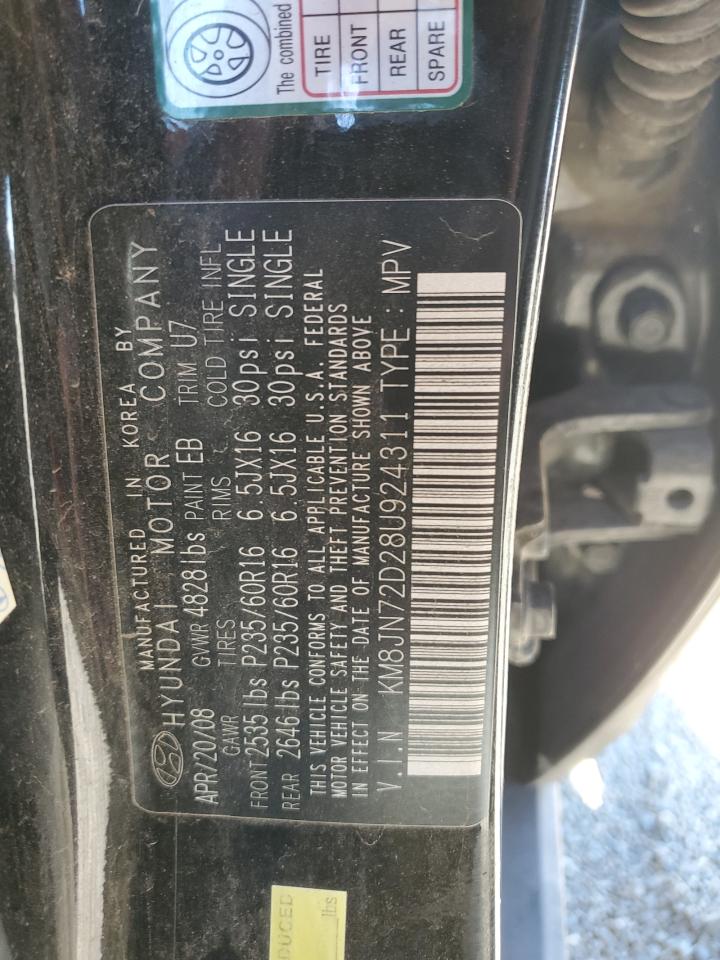 2008 Hyundai Tucson Se VIN: KM8JN72D28U924311 Lot: 86768005