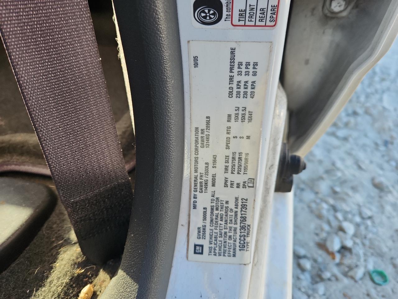 2006 Chevrolet Colorado VIN: 1GCCS136768173912 Lot: 87032635