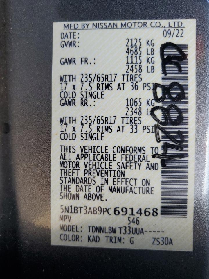 2023 Nissan Rogue S VIN: 5N1BT3AB9PC691468 Lot: 84271145