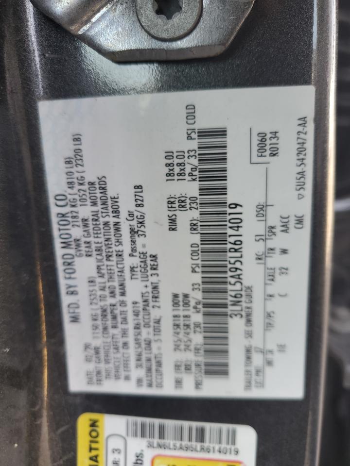 2020 Lincoln Mkz VIN: 3LN6L5A95LR614019 Lot: 90907545