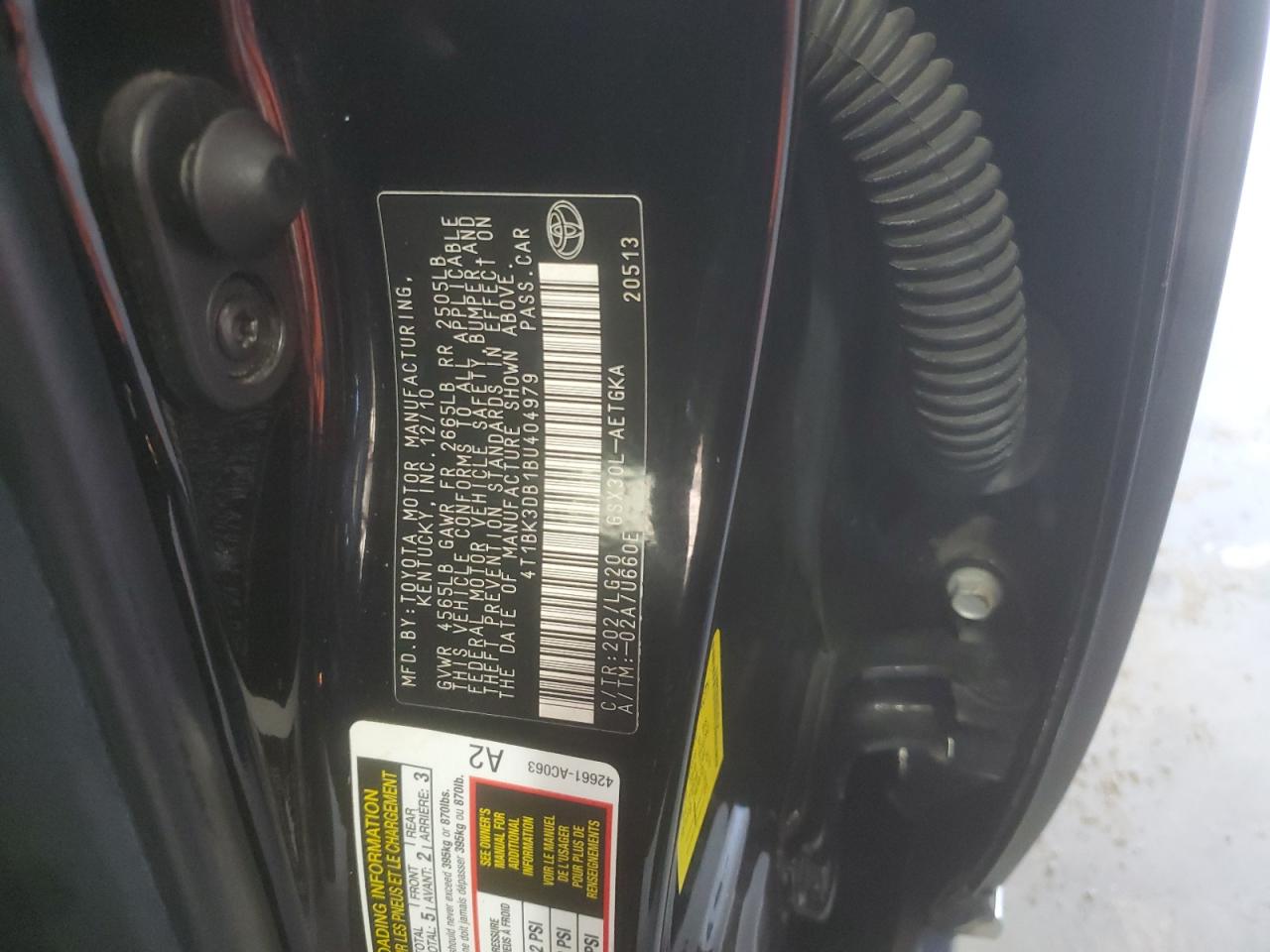 2011 Toyota Avalon Base VIN: 4T1BK3DB1BU404979 Lot: 84356185