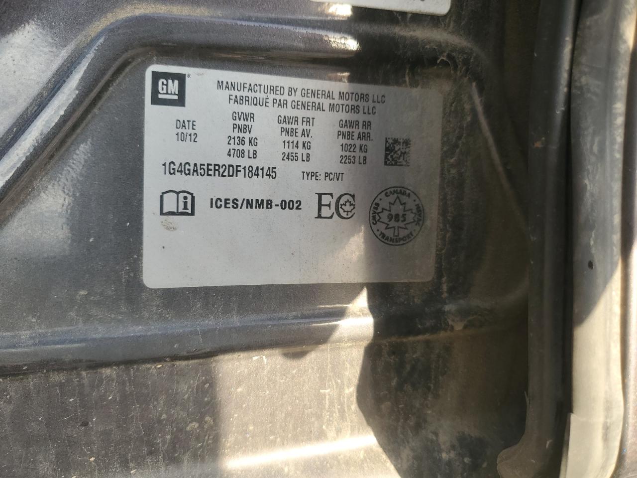 2013 Buick Lacrosse VIN: 1G4GA5ER2DF184145 Lot: 82298205