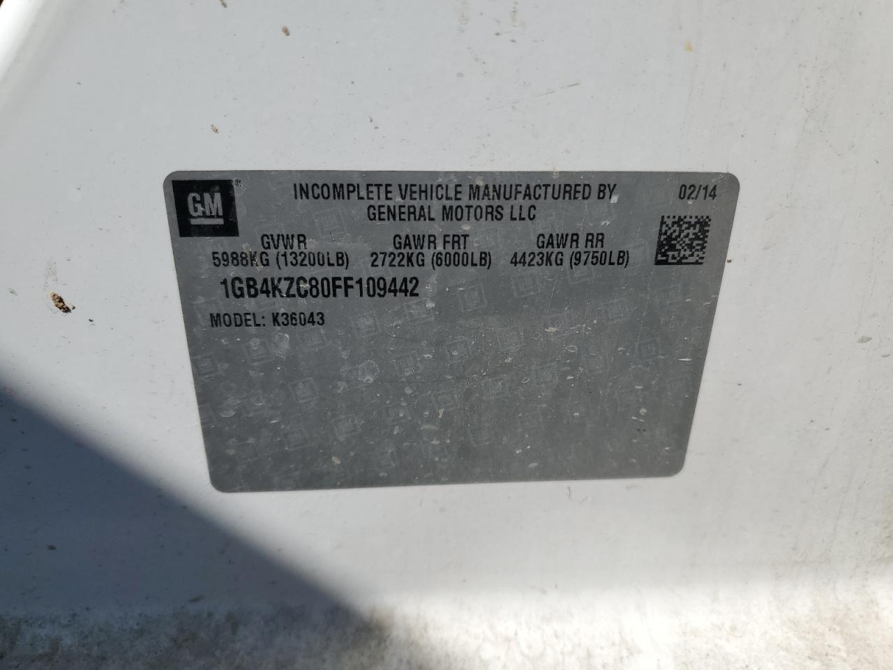 2015 Chevrolet Silverado K3500 Lt VIN: 1GB4KZC80FF109442 Lot: 84373295