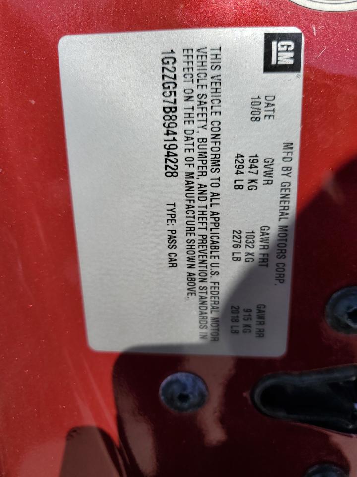 2009 Pontiac G6 VIN: 1G2ZG57B894194228 Lot: 82714815