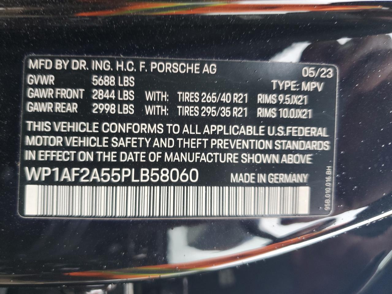 2023 Porsche Macan Gts VIN: WP1AF2A55PLB58060 Lot: 86280785