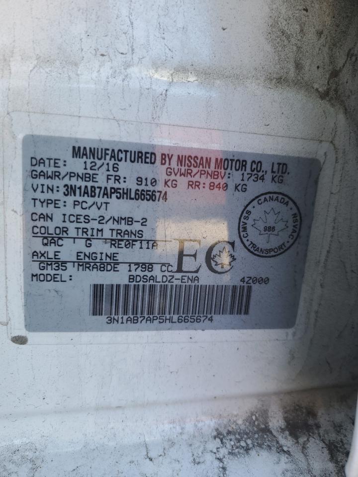 2017 Nissan Sentra S VIN: 3N1AB7AP5HL665674 Lot: 84728705