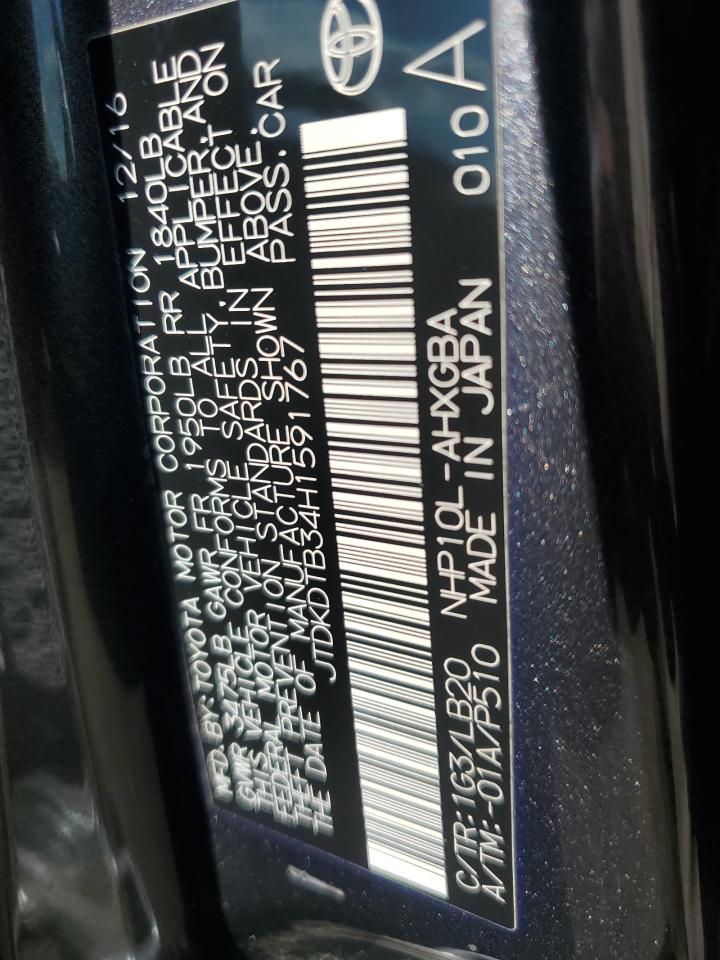 2017 Toyota Prius C VIN: JTDKDTB34H1591767 Lot: 83777365