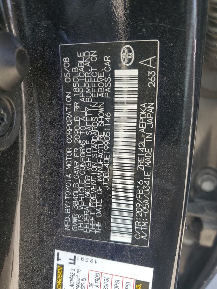 2009 Toyota Corolla Base VIN: JTDBL40E199051146 Lot: 84383905