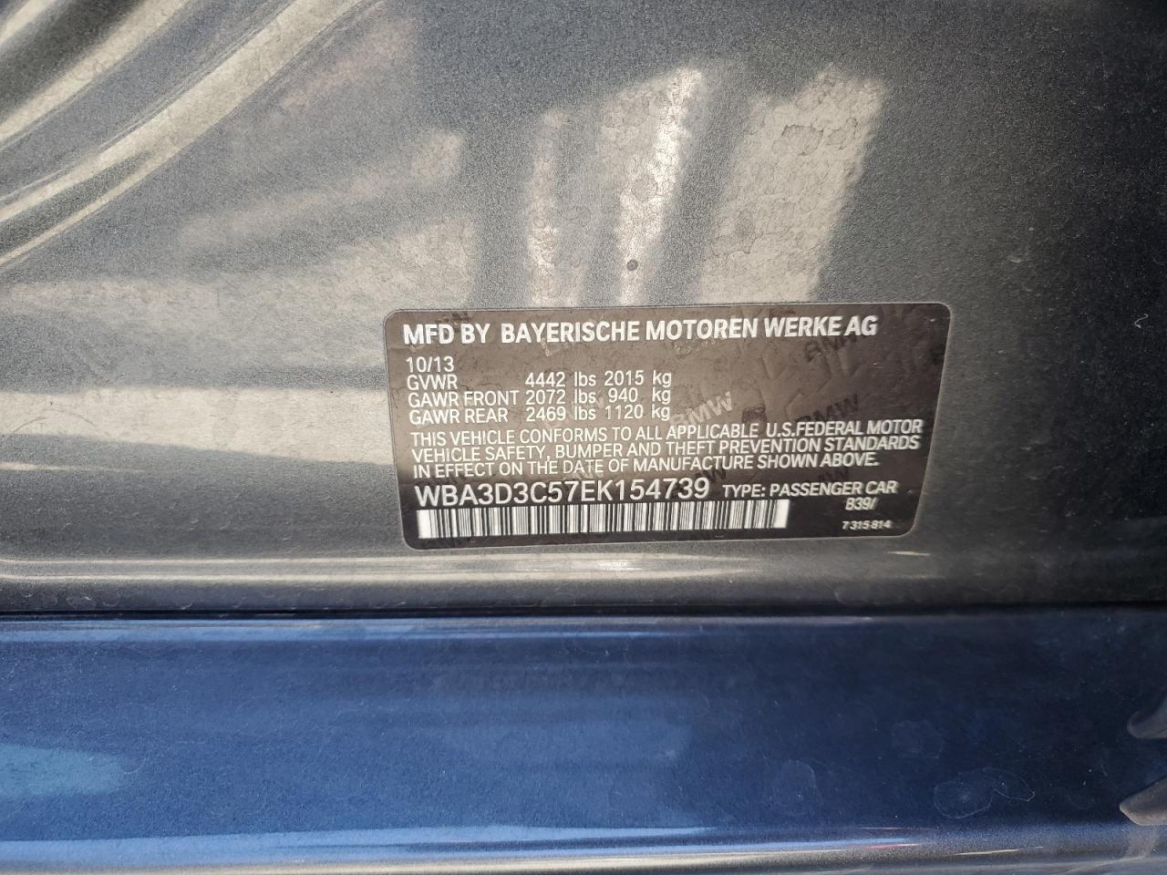 2014 BMW 328 D VIN: WBA3D3C57EK154739 Lot: 82406845