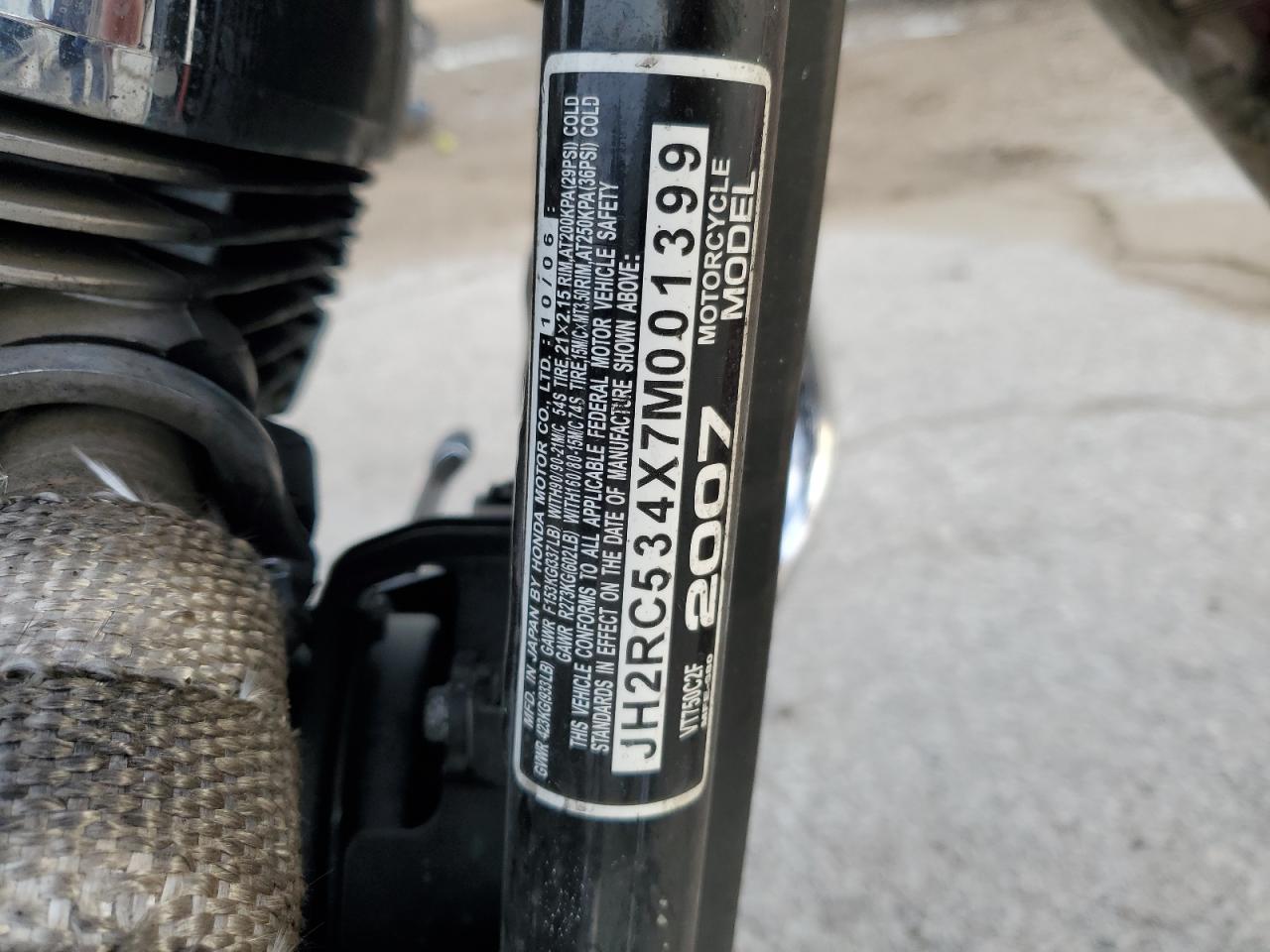 2007 Honda Vt750 C2F VIN: JH2RC534X7M001399 Lot: 82747515