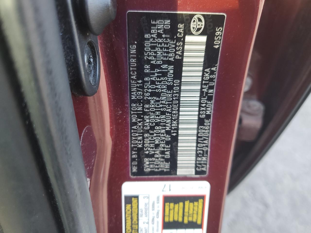 2014 Toyota Avalon Base VIN: 4T1BK1EB0EU131010 Lot: 82768585