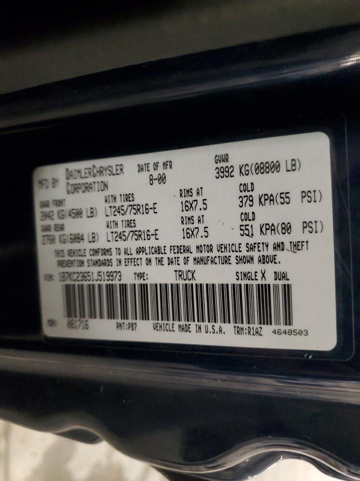 2001 Dodge Ram 2500 VIN: 1B7KC23651J519973 Lot: 87307545