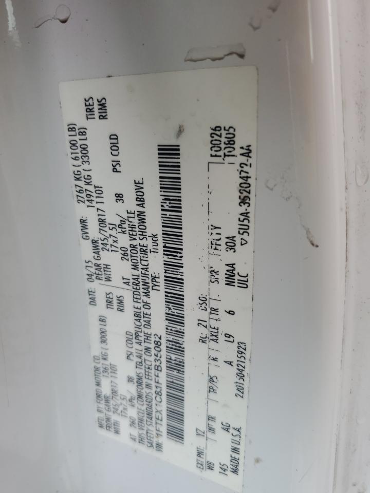 2015 Ford F150 Super Cab VIN: 1FTEX1C81FFB35082 Lot: 84480735