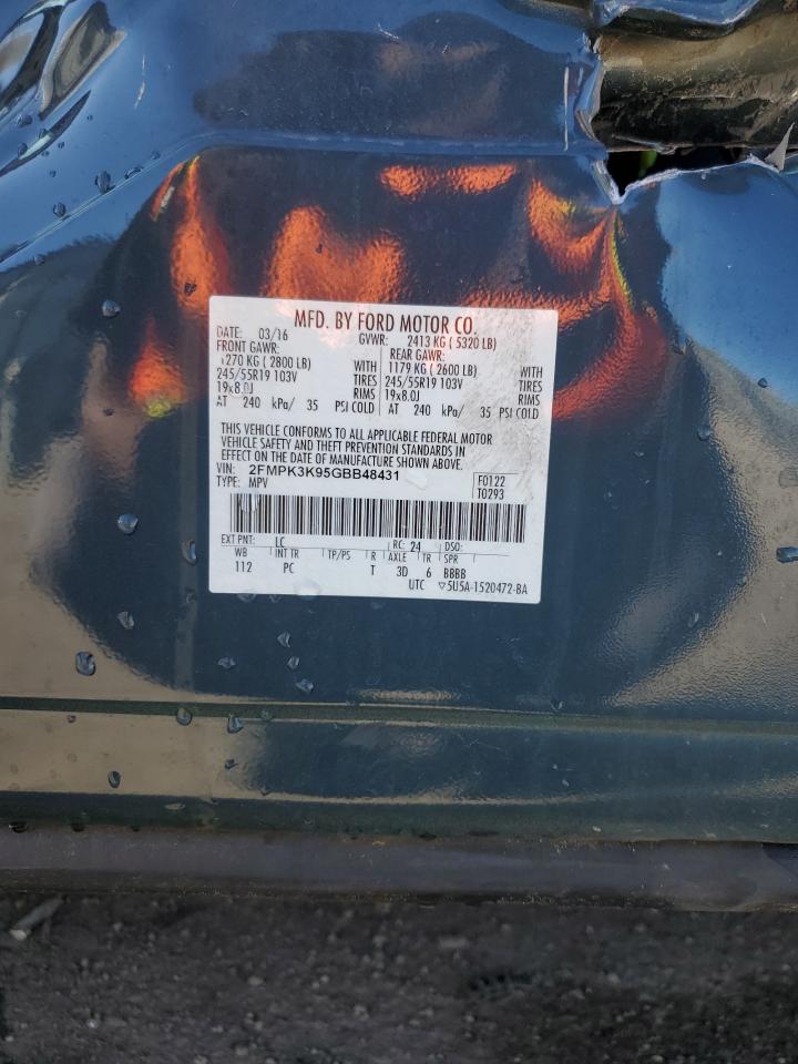 2016 Ford Edge Titanium VIN: 2FMPK3K95GBB48431 Lot: 89619325