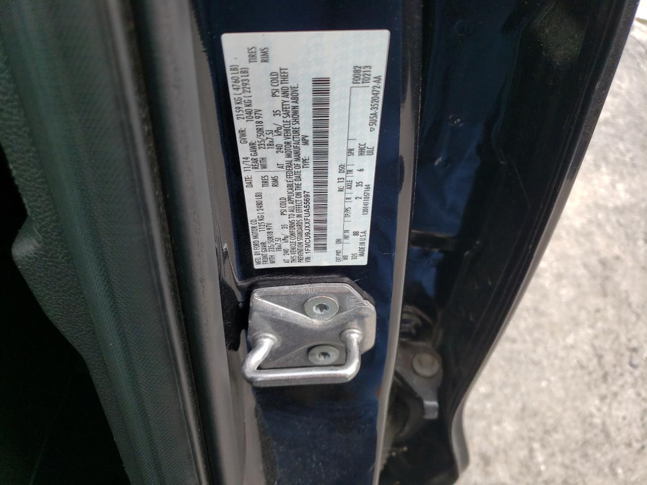 2015 Ford Escape Titanium VIN: 1FMCU9JXXFUA55697 Lot: 90433905