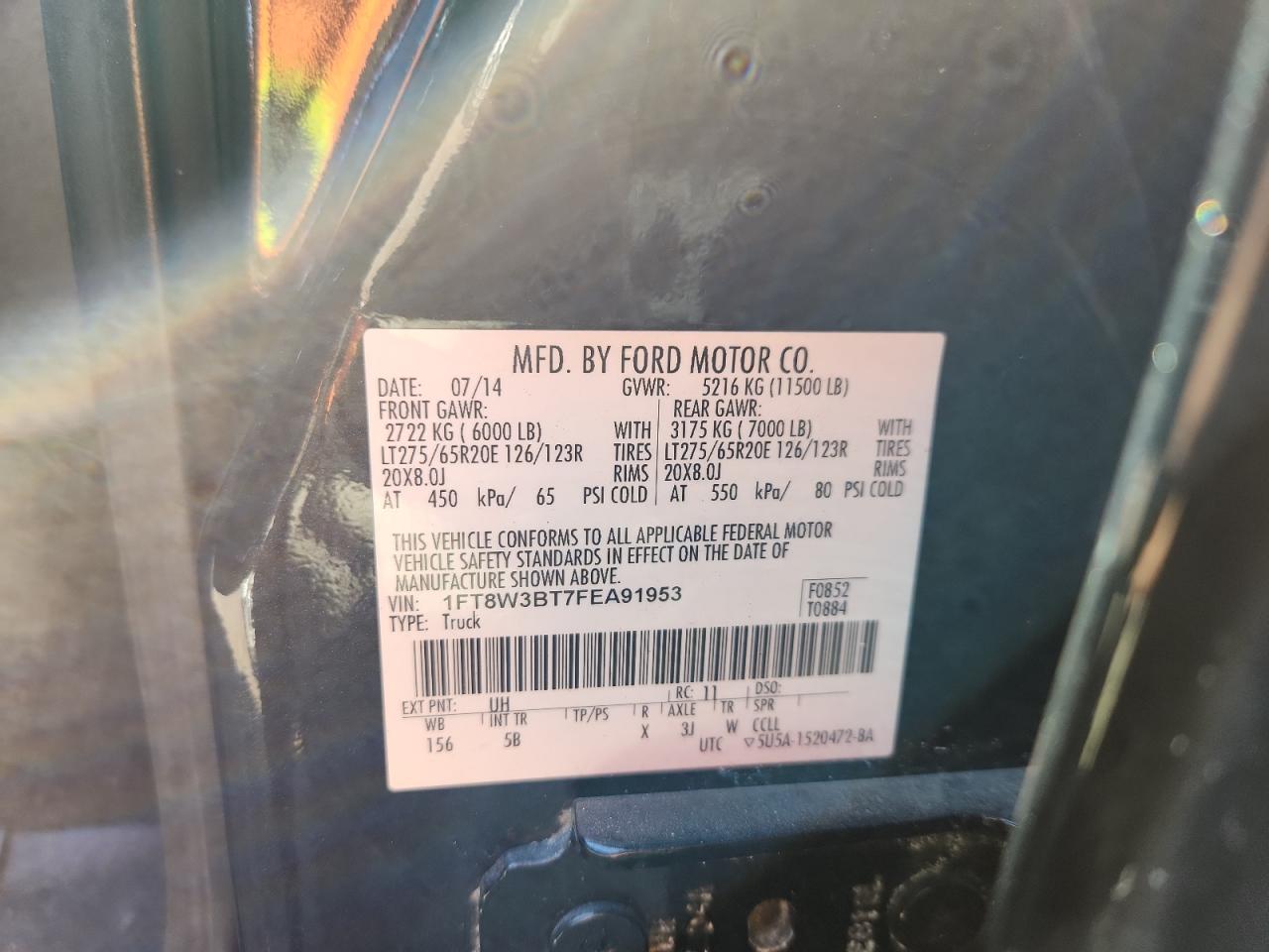 2015 Ford F350 Super Duty VIN: 1FT8W3BT7FEA91953 Lot: 82318615