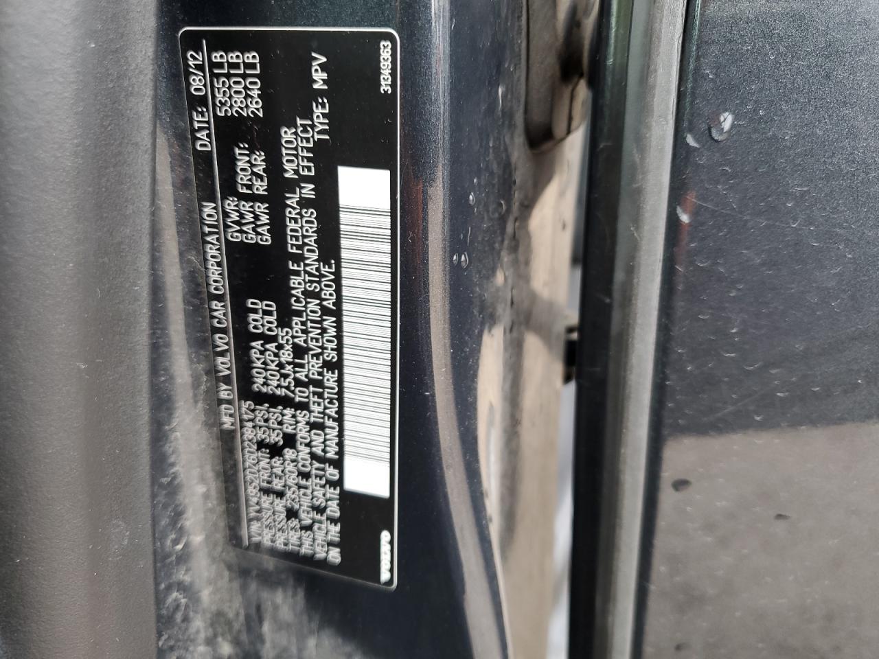 2013 Volvo Xc60 3.2 VIN: YV4952DZ6D2384175 Lot: 86142675