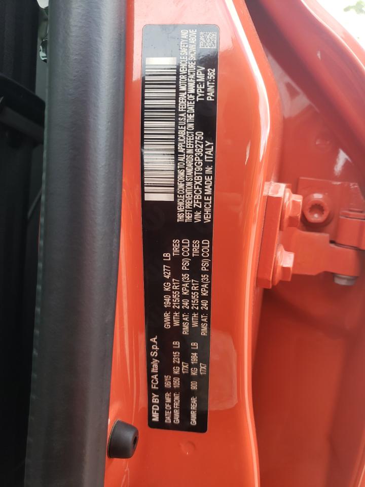 2016 Fiat 500X Easy VIN: ZFBCFXBT9GP362750 Lot: 85544145