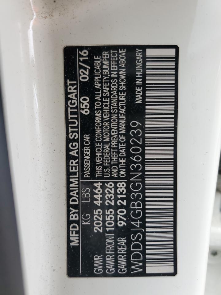 2016 Mercedes-Benz Cla 250 4Matic VIN: WDDSJ4GB3GN360239 Lot: 86681575