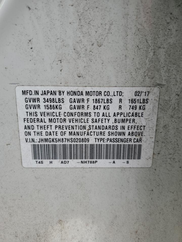 2017 Honda Fit Ex VIN: JHMGK5H87HS020809 Lot: 85492015