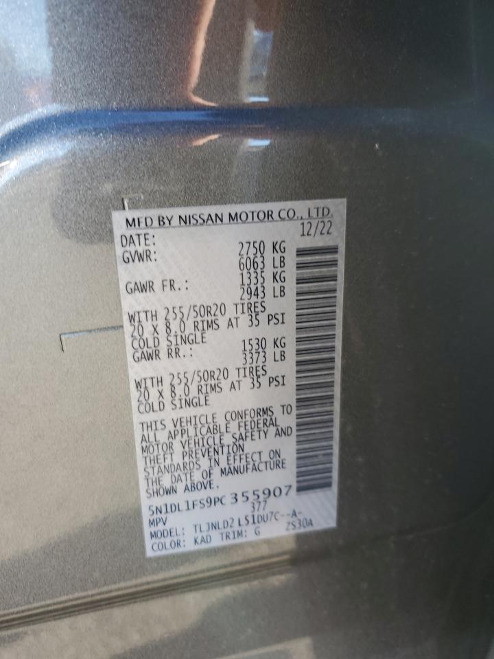 2023 Infiniti Qx60 Luxe VIN: 5N1DL1FS9PC355907 Lot: 85744715