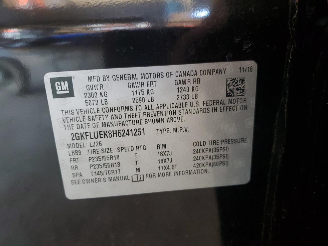 2017 GMC Terrain Slt VIN: 2GKFLUEK8H6241251 Lot: 84009915