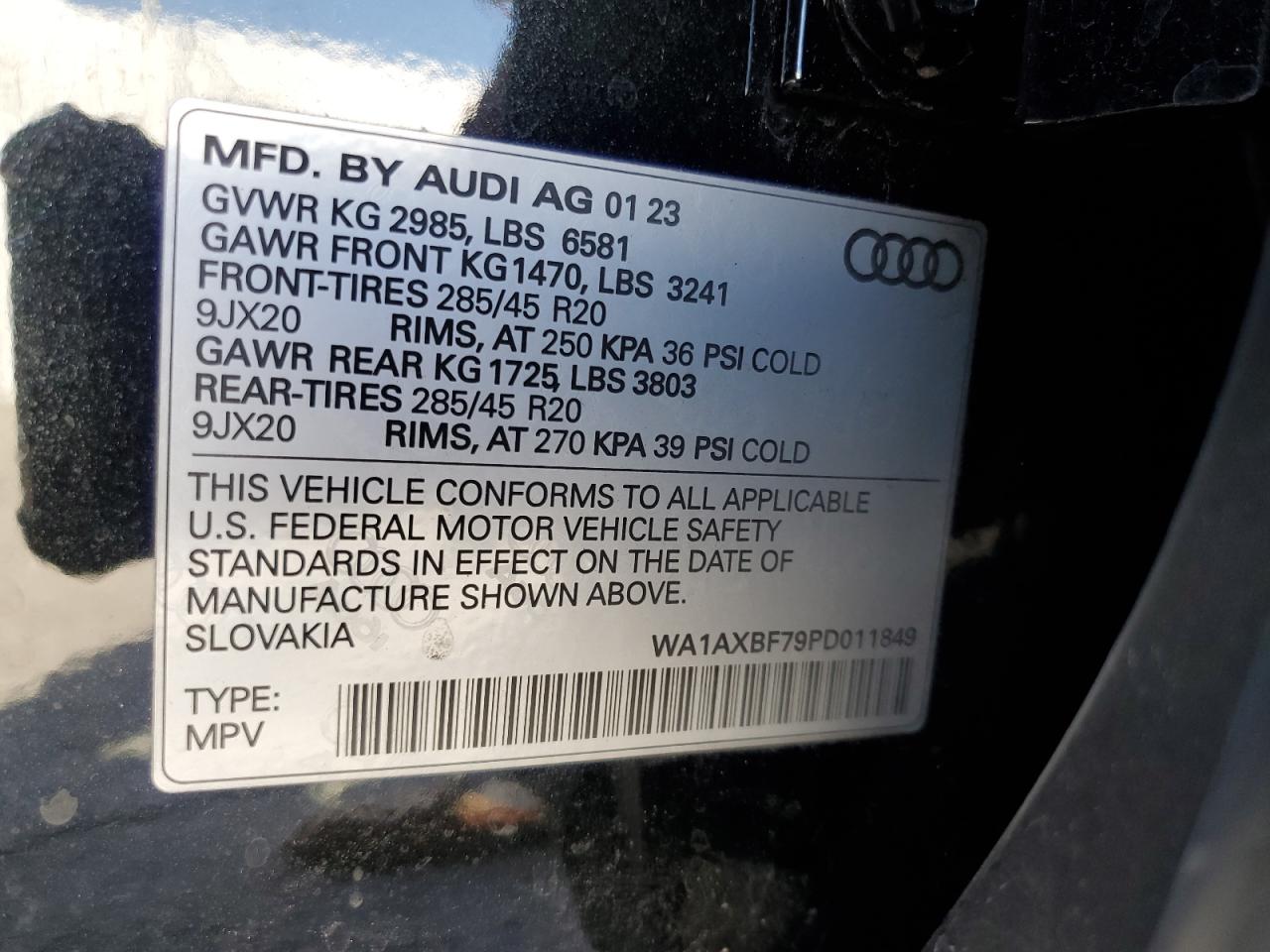 2023 Audi Q7 Premium VIN: WA1AXBF79PD011849 Lot: 82743135