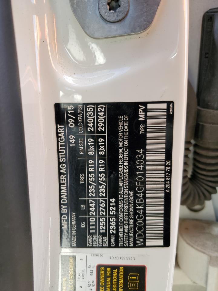 2016 Mercedes-Benz Glc 300 4Matic VIN: WDC0G4KB4GF014034 Lot: 90763255