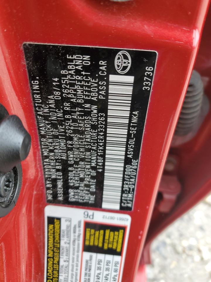 2014 Toyota Camry L VIN: 4T4BF1FK4ER433263 Lot: 86438795