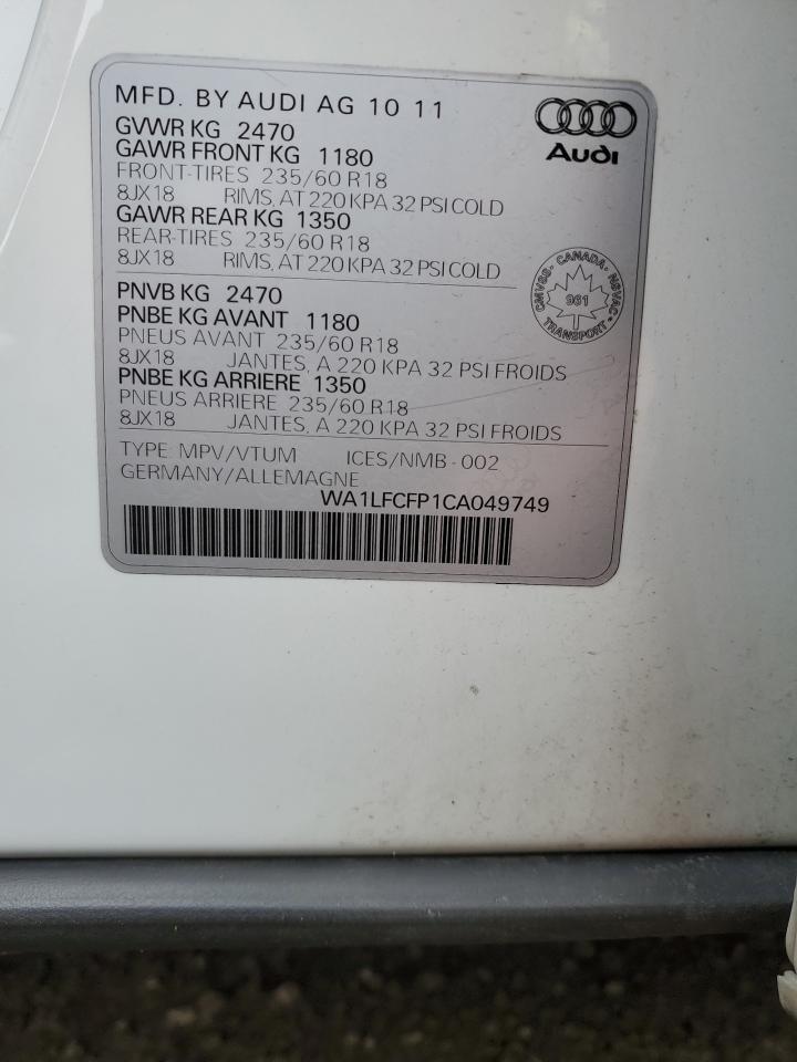 2012 Audi Q5 Premium Plus VIN: WA1LFCFP1CA049749 Lot: 84380985
