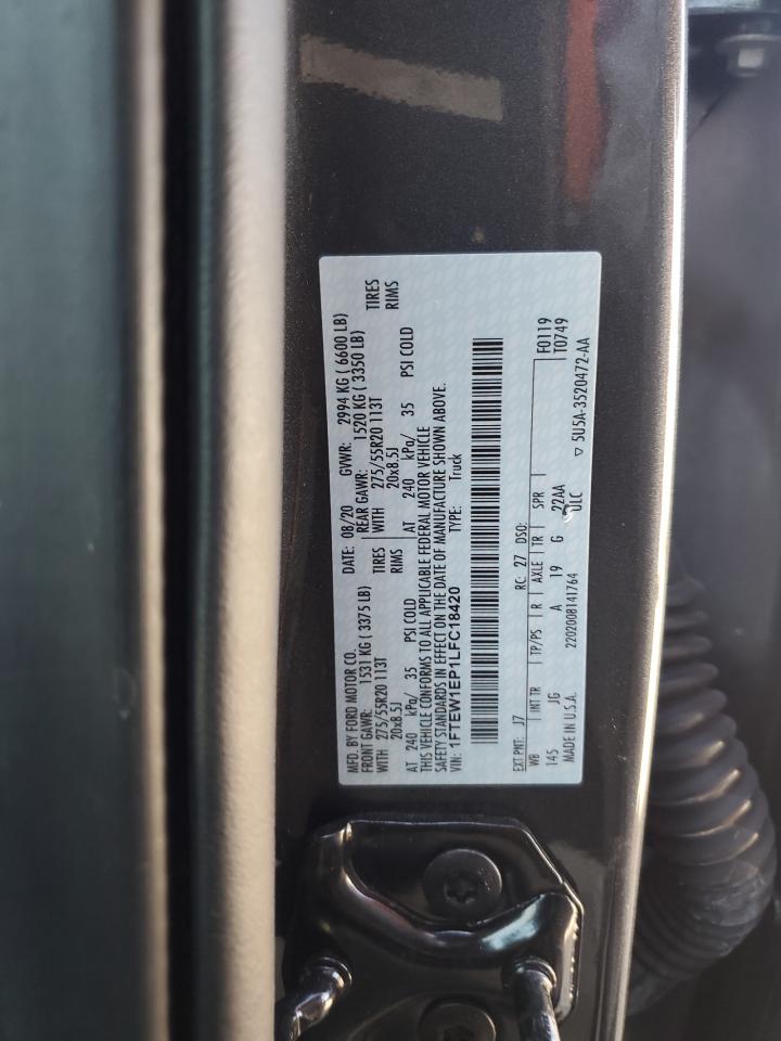 2020 Ford F150 Supercrew VIN: 1FTEW1EP1LFC18420 Lot: 82377345