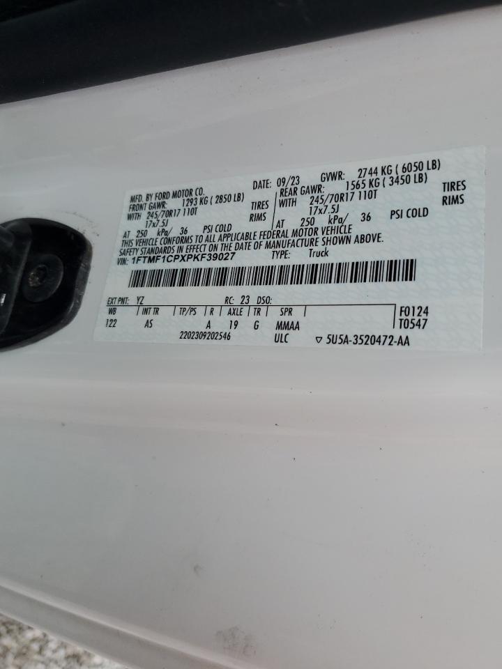 2023 Ford F150 VIN: 1FTMF1CPXPKF39027 Lot: 89724345