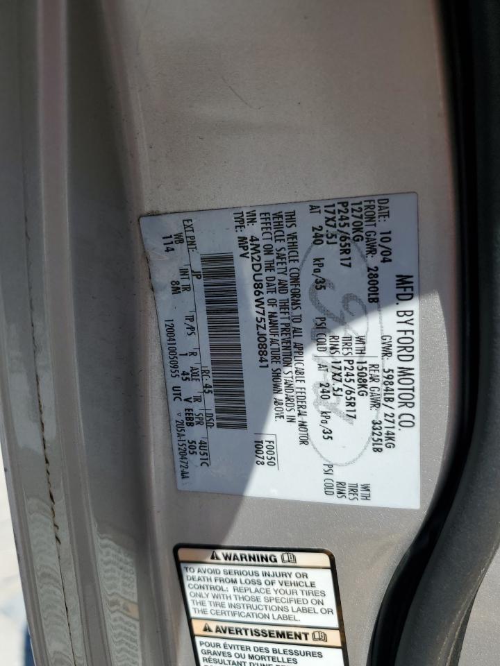 2005 Mercury Mountaineer VIN: 4M2DU86W75ZJ08841 Lot: 85137335