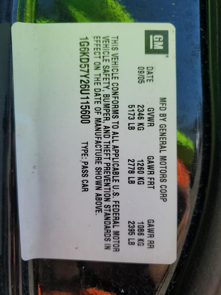 2006 Cadillac Dts VIN: 1G6KD57Y26U115600 Lot: 85782665