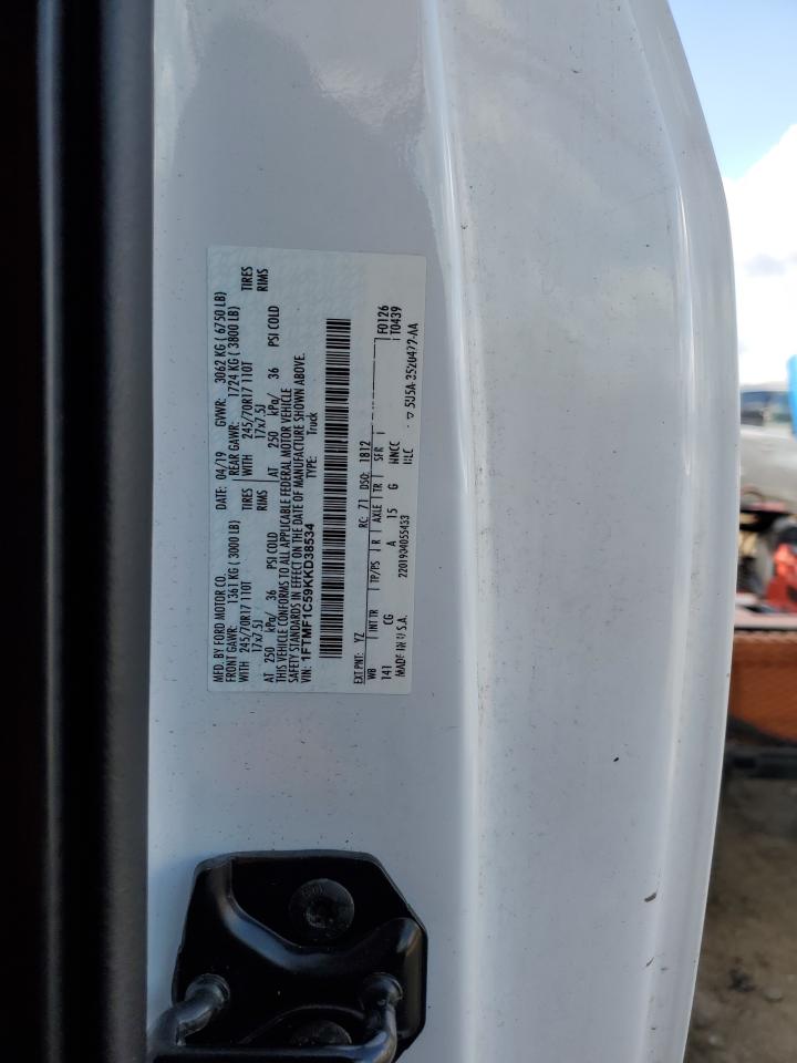 2019 Ford F150 VIN: 1FTMF1C59KKD38534 Lot: 90213885