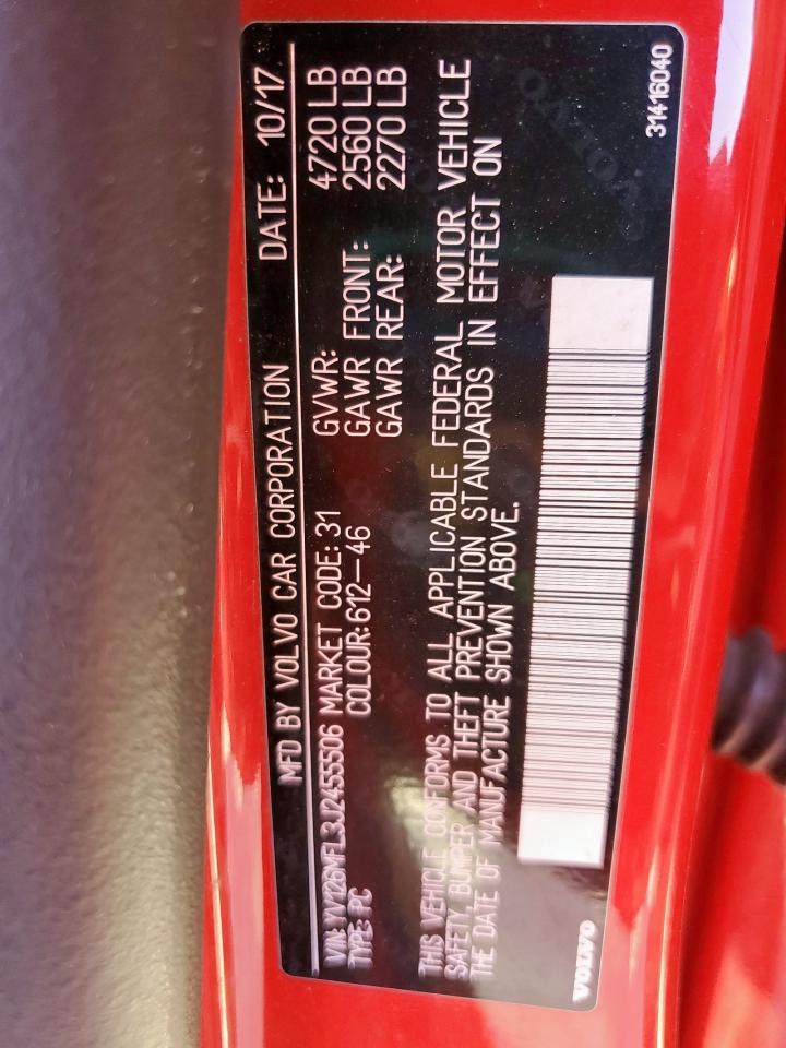 2018 Volvo S60 Dynamic VIN: YV126MFL3J2455506 Lot: 90473655