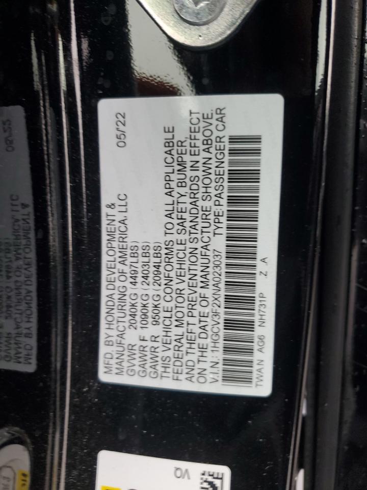 2022 Honda Accord Hybrid Sport VIN: 1HGCV3F2XNA023037 Lot: 82174835
