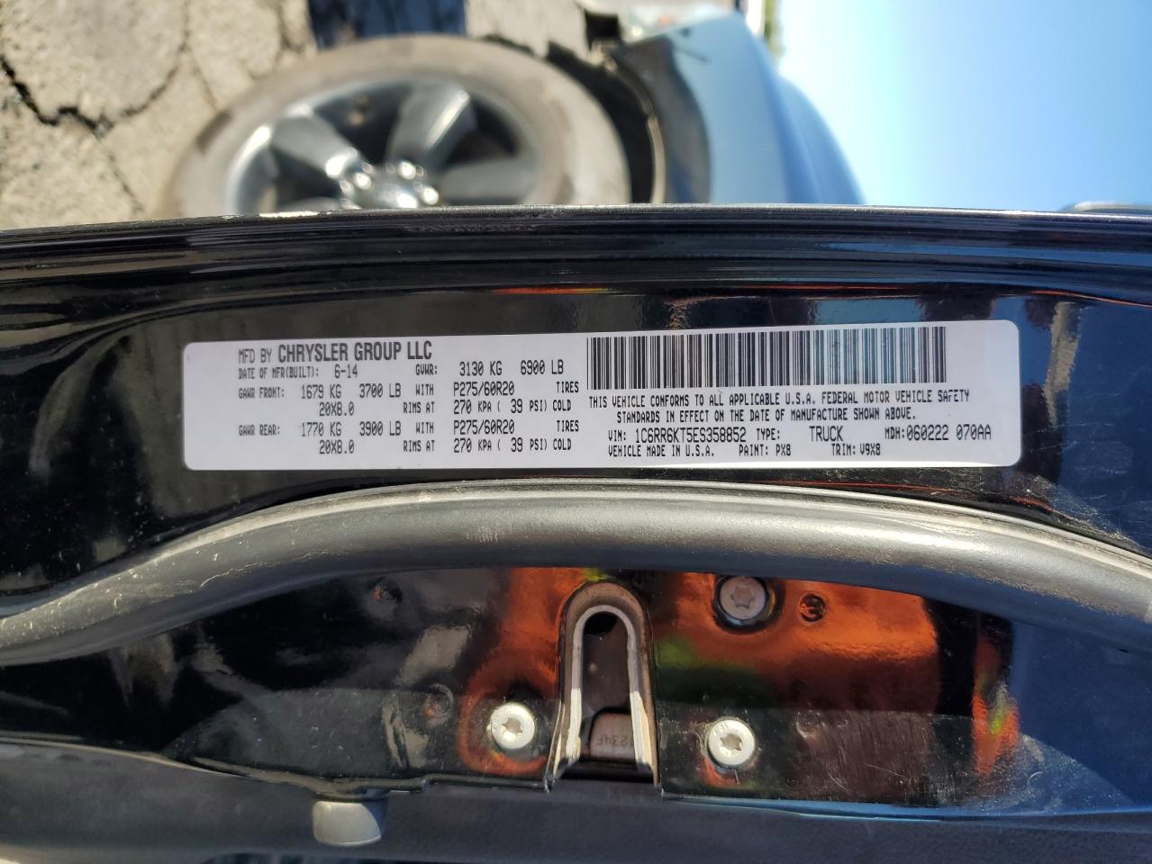 2014 Ram 1500 St VIN: 1C6RR6KT5ES358852 Lot: 86539695