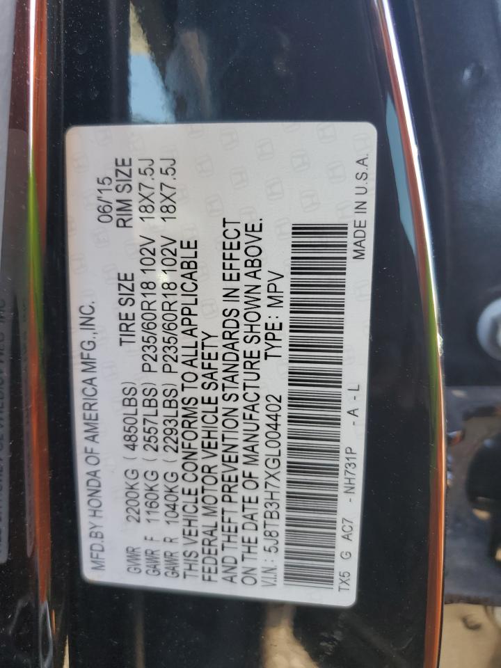 2016 Acura Rdx Advance VIN: 5J8TB3H7XGL004402 Lot: 82495295