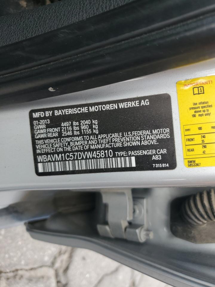 2013 BMW X1 Sdrive28I VIN: WBAVM1C57DVW45810 Lot: 85149805