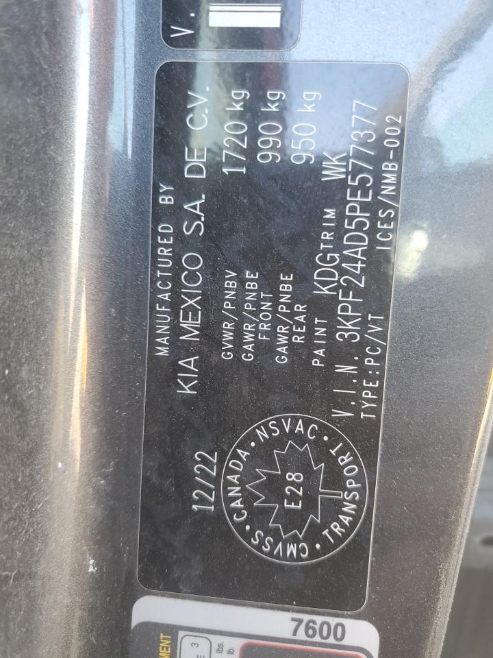 2023 Kia Forte Lx VIN: 3KPF24AD5PE577377 Lot: 84196045