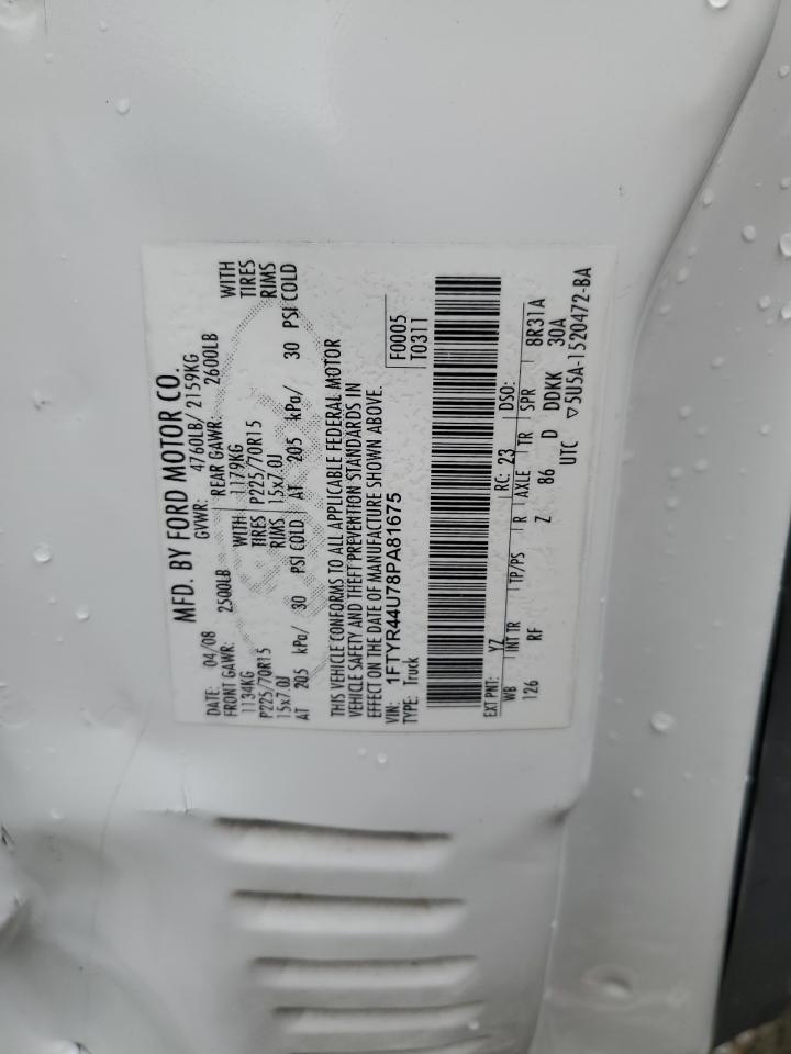 2008 Ford Ranger Super Cab VIN: 1FTYR44U78PA81675 Lot: 84600605