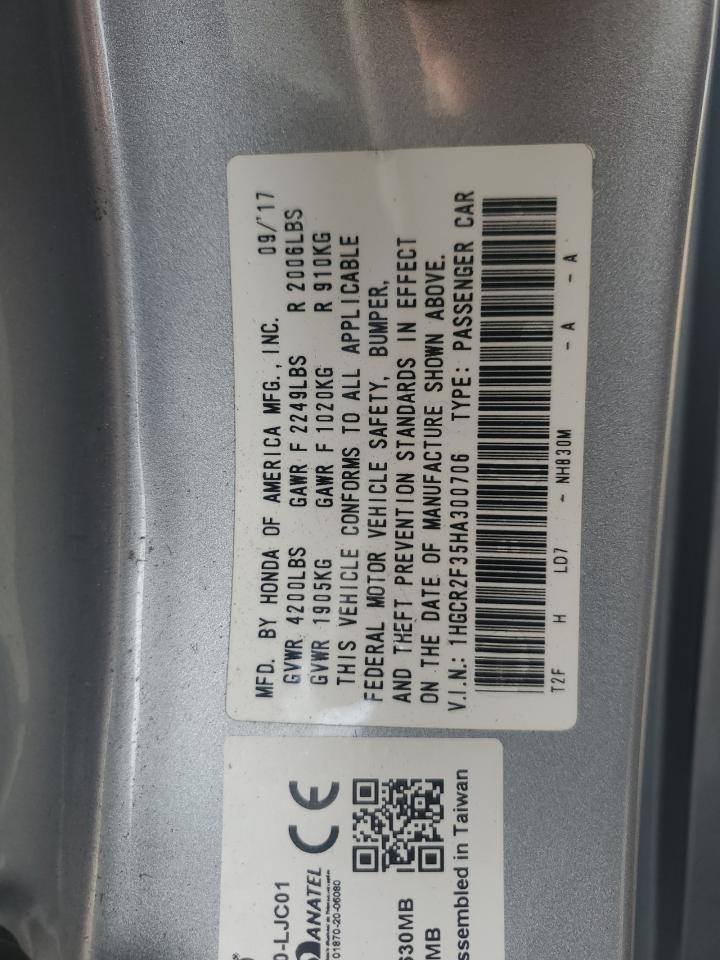 2017 Honda Accord Lx VIN: 1HGCR2F35HA300706 Lot: 84296745