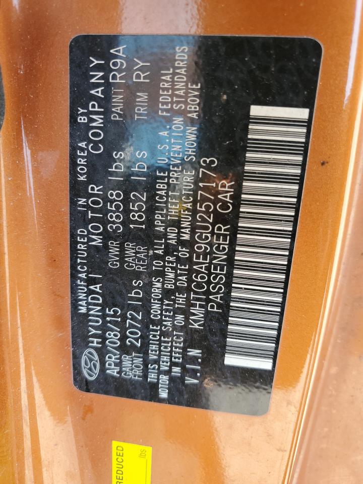 2016 Hyundai Veloster Turbo VIN: KMHTC6AE9GU257173 Lot: 81983285