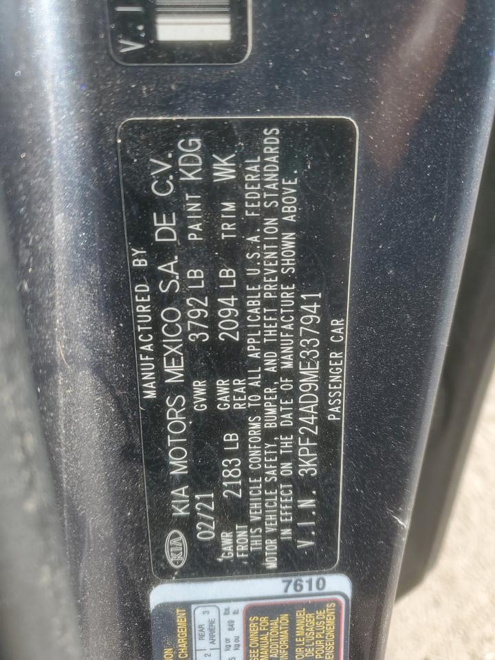 2021 Kia Forte Fe VIN: 3KPF24AD9ME337941 Lot: 86632415