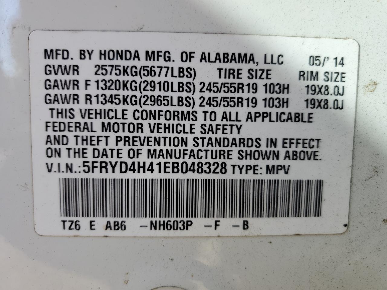 2014 Acura Mdx Technology VIN: 5FRYD4H41EB048328 Lot: 81916755