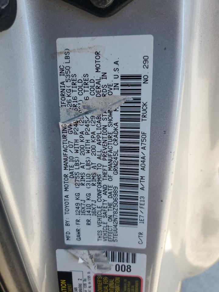 2008 Toyota Tacoma Access Cab VIN: 5TEUU42N78Z506989 Lot: 86155475