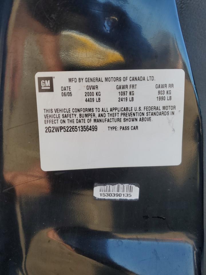 2005 Pontiac Grand Prix VIN: 2G2WP522651356499 Lot: 90980215