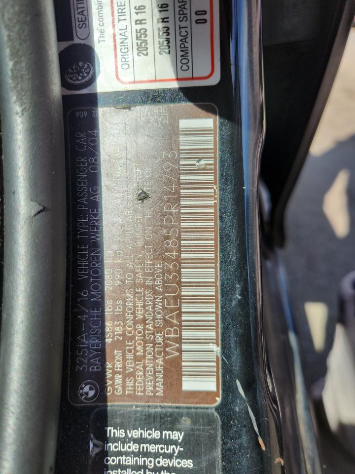 2005 BMW 325 Xi VIN: WBAEU33485PR14793 Lot: 85345015